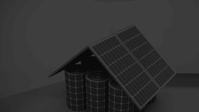 Fading in overlay solar-panel model showing line charts with cycling stock tickers tracking metrics. Renewable, innovation, technology, data visualization, finance, analytics, sustainability - Powered by Shutterstock - Get 15% off with code: PIKWIZARD15