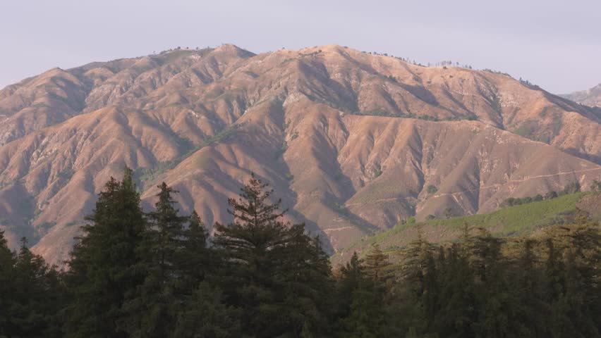 HD Ground-Level Footage of Santa Lucia Range Mountains in Big Sur, California