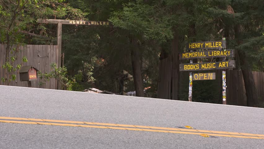 HD Footage of the Entrance to the Henry Miller Library in Big Sur, California