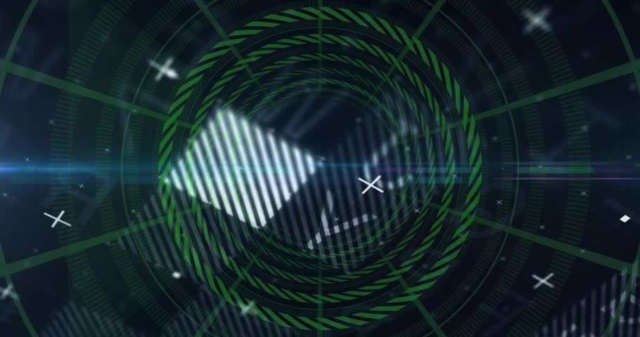 Rapid zooming into HUD focusing values while polyline graph bending, panels rotating showing data. Futuristic, technology, analytics, cyberpunk, visualization, digital, progressive