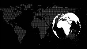 Fading terminal window revealing modules, scrolling code over dotted world map near fixed globe. Technology, innovation, digital, data, networking, cybersecurity, abstract - Powered by Shutterstock - Get 15% off with code: PIKWIZARD15