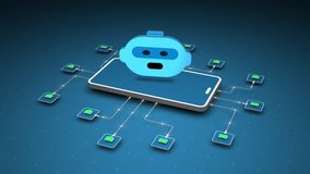 Chatbot AI automation concept on smartphone with digital communication network and email connection system, looped animation - Powered by Shutterstock - Get 15% off with code: PIKWIZARD15