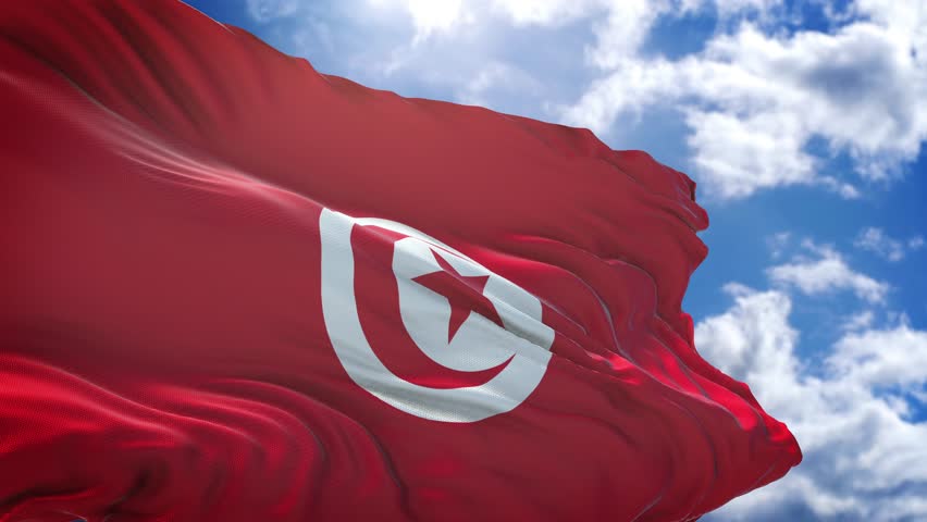 Tunisia flag. close up of Tunisia flag. endless loop of Tunisia flag.