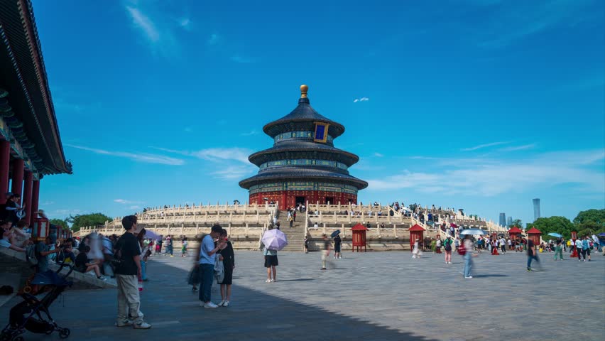 Beijing, China - 4th June 2023 - Facade of Temple of Heaven achitecture