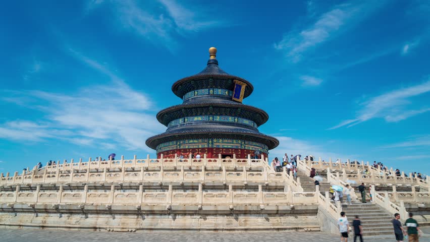 Beijing, China - 4th June 2023 - Facade of Temple of Heaven achitecture
