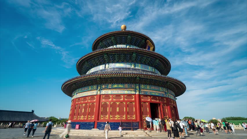 Beijing, China - 4th June 2023 - Facade of Temple of Heaven achitecture
