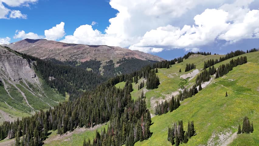 Aerial View of Pristine Mountain Landscape on Sunny Summer Day, Elk Mountain Colorado USA
