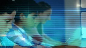 Glitch sweeping view, students swiping tablet, tapping laptop, scrolling smartphone for learning. Education, technology, youth, innovation, digital, concentration, collaboration - Powered by Shutterstock - Get 15% off with code: PIKWIZARD15