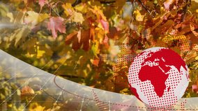 With band rising causing globe appearing, red globe rotating and pulsing patterns visualizing data. Technology, global, data visualization, digital arts, motion graphics, network, connection - Powered by Shutterstock - Get 15% off with code: PIKWIZARD15