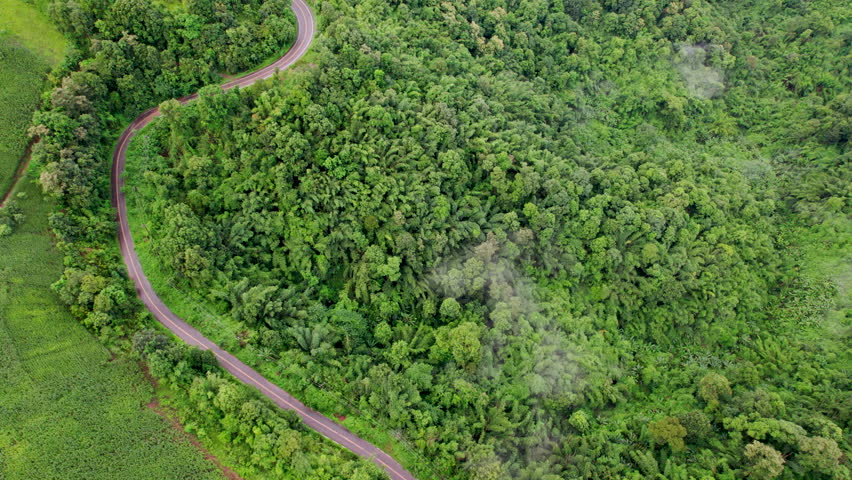 Top view Morning Mist and Viewpoint with Layers of Mountains