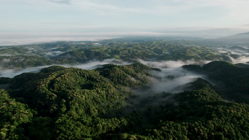 Top view Morning Mist and Viewpoint with Layers of Mountains