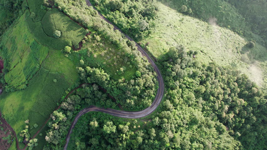 Top view Morning Mist and Viewpoint with Layers of Mountains