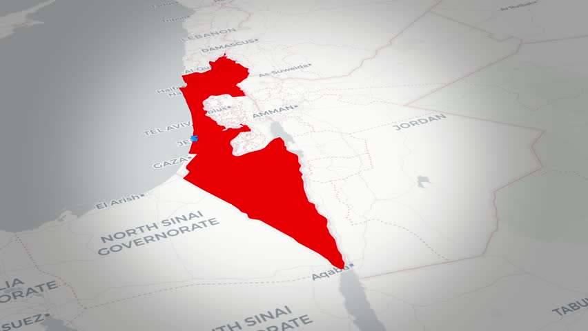 Ashdod City Map of Israel with Borders and Coastal View.