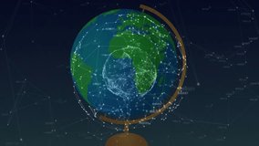 At start globe rotating eastward while inner data sphere pulsating highlighting connectivity. Geography, technology, data visualization, global network, digital art, connectivity, cyber space - Powered by Shutterstock - Get 15% off with code: PIKWIZARD15