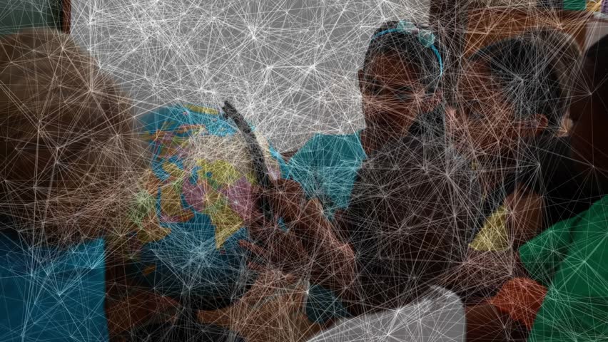 Boy in green t-shirt rotating globe to start geography activity while classmates tracing continents. Education, exploration, learning, diversity, teamwork, curiosity, classroom - Powered by Shutterstock - Get 15% off with code: PIKWIZARD15