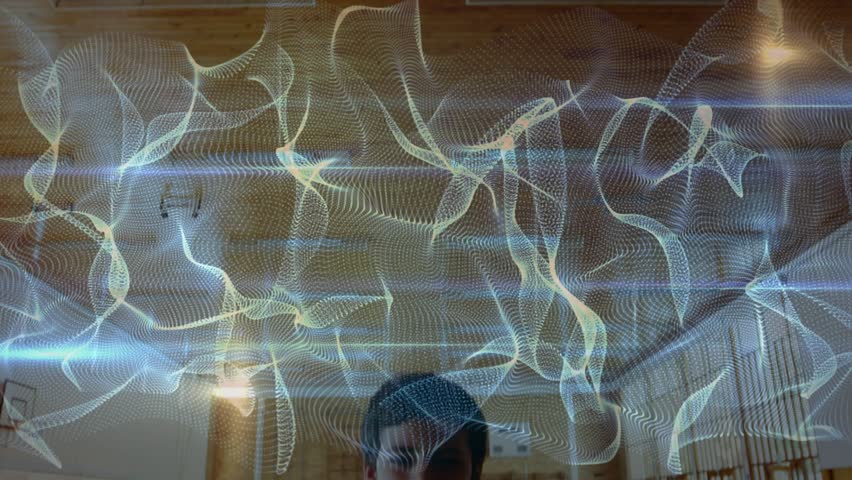 Digital energy revealing boy lifting basketball in gym, showcasing sports holographic animation. Futuristic, dynamic, sport, technology, youthful, energetic, vibrant - Powered by Shutterstock - Get 15% off with code: PIKWIZARD15