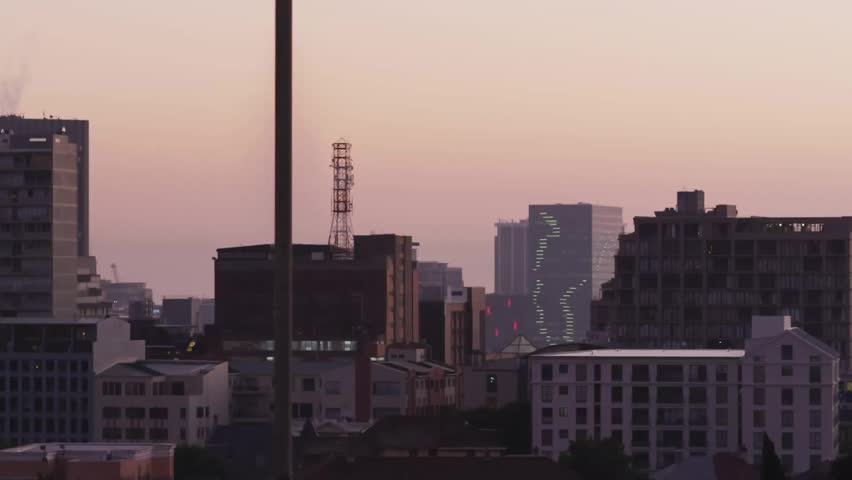 Sunset skyline sparking world map overlay animating data nodes for global network monitoring. Urban, futuristic, digital, global, connectivity, modern, technology - Powered by Shutterstock - Get 15% off with code: PIKWIZARD15