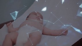 overlay pulsing medical clinician examining infant with swab stethoscope as globe forming overhead. Pediatric, healthcare, bioinformatics, digital, innovation, caregiving, technology - Powered by Shutterstock - Get 15% off with code: PIKWIZARD15