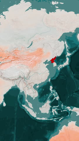 North Korea Country Vertical Map with Borders and Geographic Region Outline.