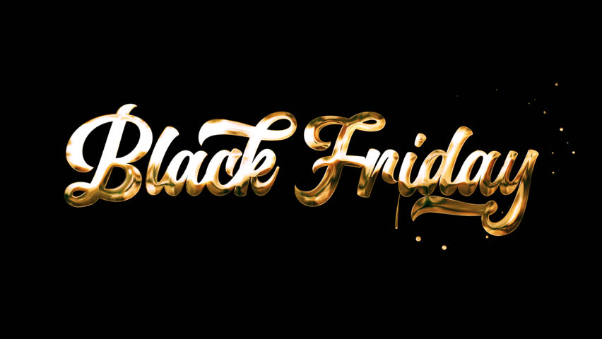 High-impact Black Friday lettering animation with alpha channel. Suitable for commercial sales banners, retail events, and shopping campaigns.