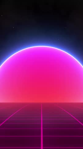 Animated 80s retro city grid background with glowing neon lights and futuristic skyline effect. Perfect for vertical shorts, reels, YouTube intros, music visuals, and retro-inspired projects.