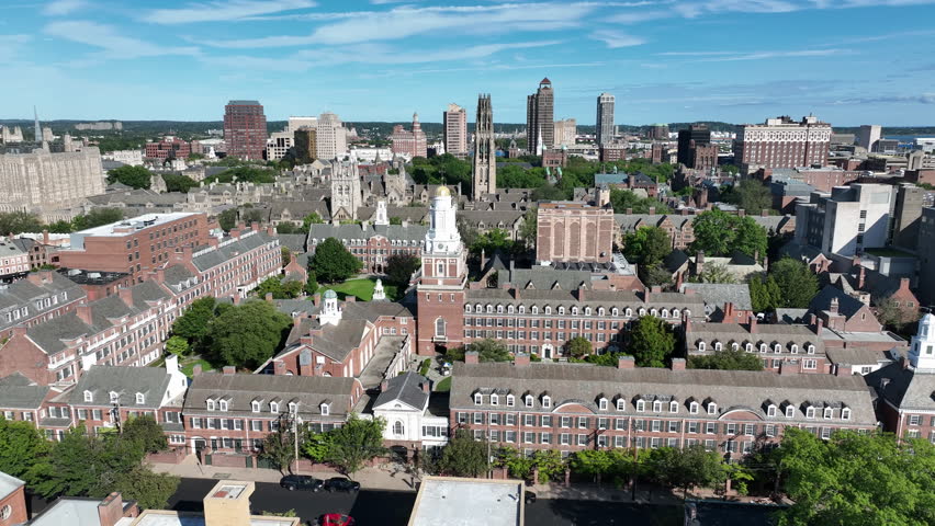Aerial View Of Facilities, Halls And Campus At Yale University In Daytime In New Haven, Connecticut, USA.