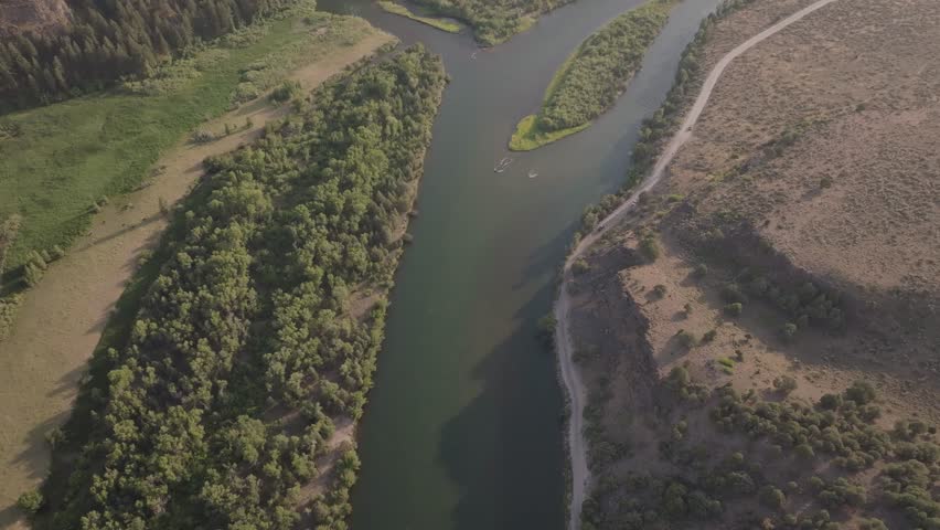 Drone shot of the South River Fork in Montana