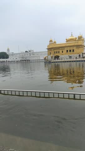 Beautiful view of Golden Temple - Harmandir Sahib in Amritsar, Punjab, India, Famous indian sikh landmark, Golden Temple, the main sanctuary of Sikhs in Amritsar, India