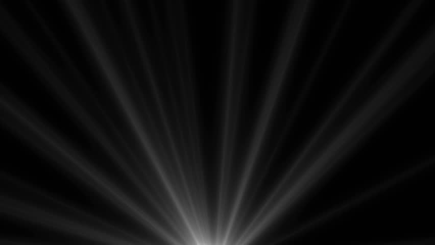 White volumetric light rays shine upwards from the bottom of the screen. Seamless loop for creating a cinematic, heavenly, or stage lighting effect. Use with screen or add blend modes