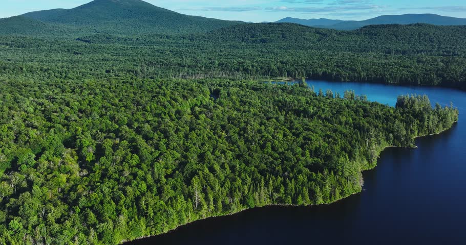 South Pond (Hamilton County, New York) July 22, 2025:  Aerial video of South Pond Lake in the Adirondack Mountains, New York.  