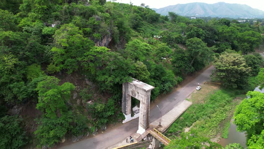 Aerial view of Rio Guarico near La Puerta del Llano in Venezuela