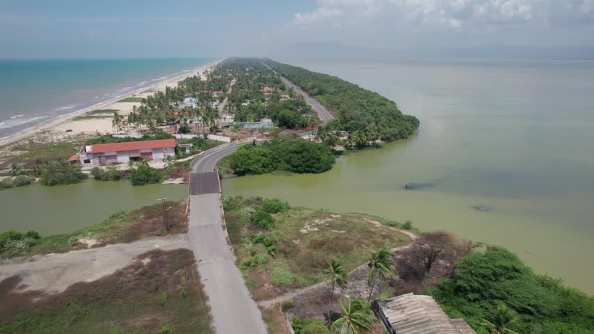 Drone view of coastal Boca de Uchire and El Hatillo landscape