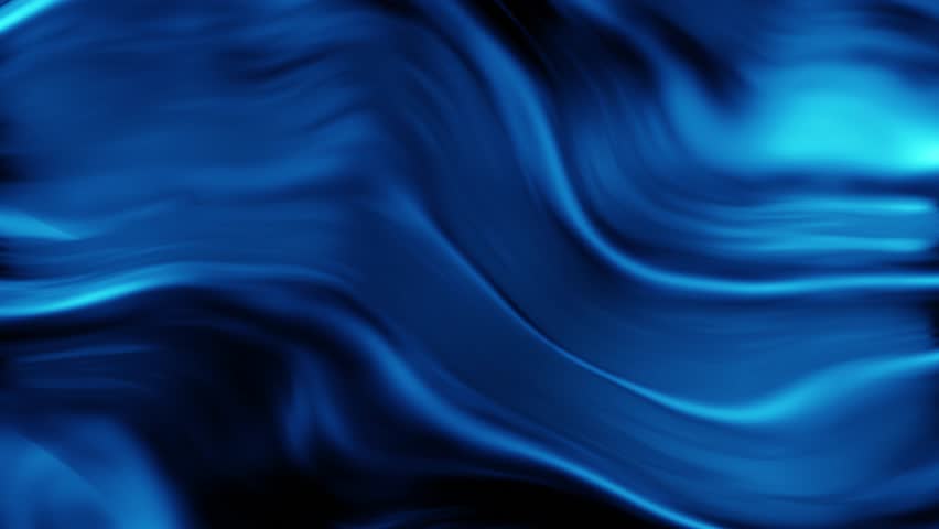 A seamless looping animation of luxurious silky fabric in deep blue tones moving fluidly with smooth waves and highlights