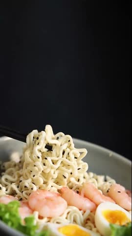 Noodles  shrimp and vegetables tasty seafood snack fresh delicious gourmet food background on the table rustic food top view copy space vegetarian food