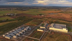 Fredericia, 18th of September, 2025, Denmark: Drone aerial shot of a technology hub with enterprise-grade servers, AI-powered data processing, scalable cloud hosting, and cybersecurity systems. - Powered by Shutterstock - Get 15% off with code: PIKWIZARD15