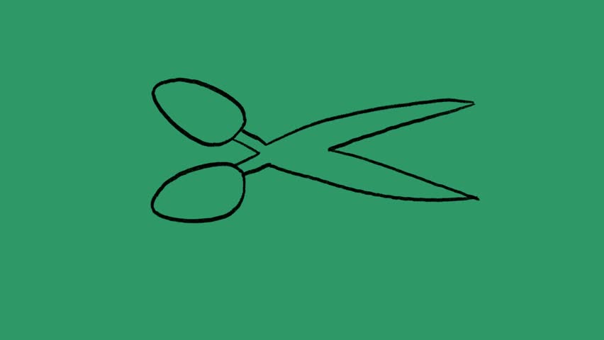Hand-Drawn Scissors Cutting Animation on Green Screen | Doodle Tool Loop