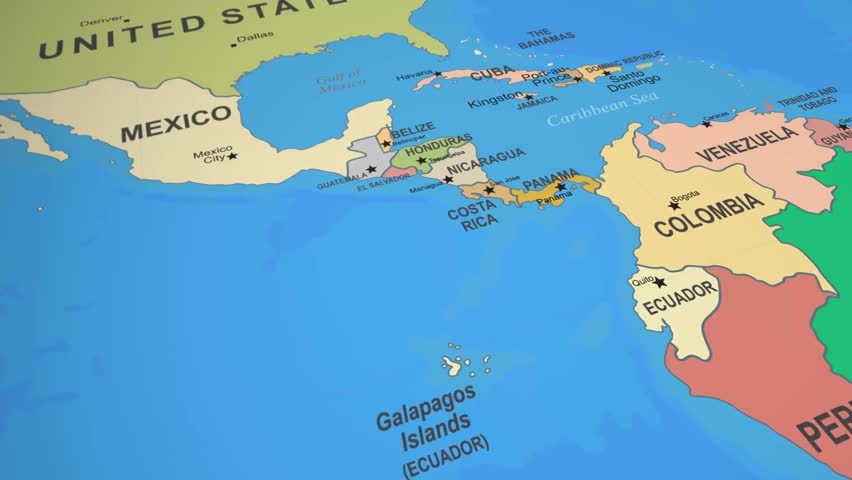 Nicaragua Colorful 2D Animated Political Map Zooming Into Central America Country