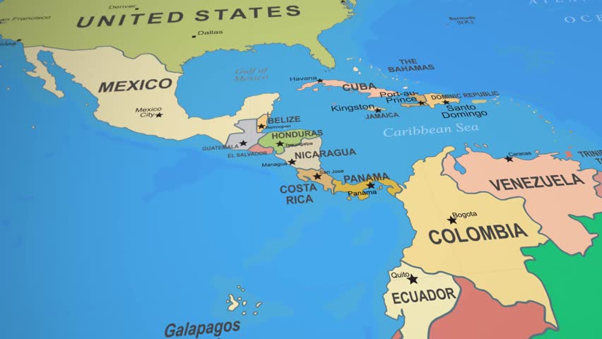 Panama Colorful 2D Animated Political Map Zooming Into Central America Country