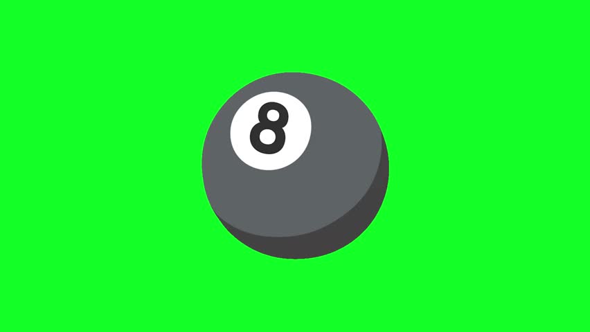 A black 8 ball spinning with bounce effect, perfect for billiards and game suspense.