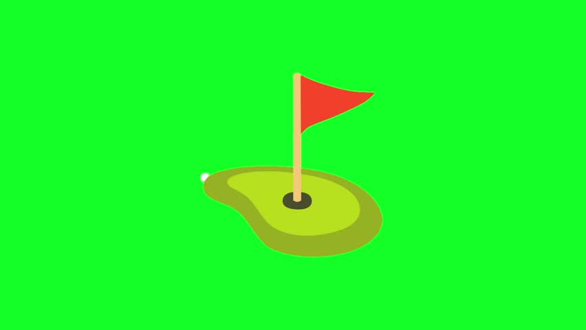 A checkered flag waving as it lands perfectly in the hole, symbolizing victory and precision. 