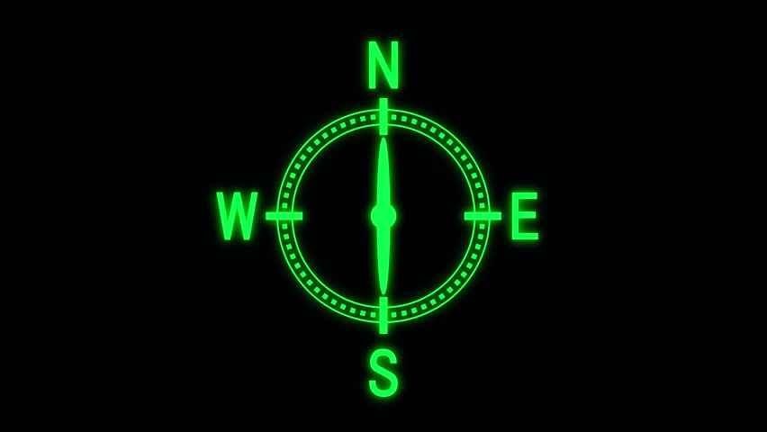 Compass icon animated.direction illustration video animation.gps road navigation silhouette map logo.travel icon. compass geocaching pin destination location outline point address pointer.