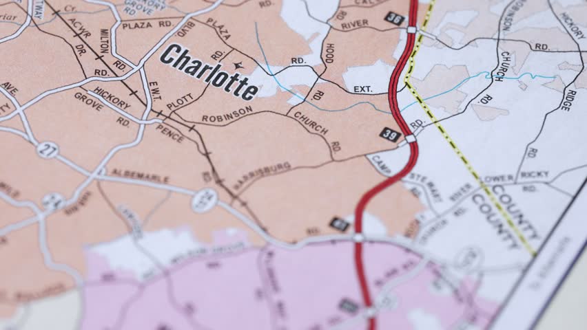 Charlotte NC North Carolina USA, US Map, City Location, 4k 60fps