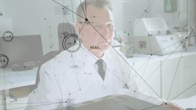 Medical researcher gazing at laptop, sparking data overlays typing reviewing report for validation. Technology, innovation, diagnostics, science, laboratory, analysis, precision - Powered by Shutterstock - Get 15% off with code: PIKWIZARD15