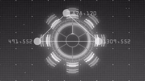 Dark grey grid launching ring lighting, nodes linking, charts and code updating data visualization. Futuristic, technological, digital, interface, innovation, analytics, cyber - Powered by Shutterstock - Get 15% off with code: PIKWIZARD15