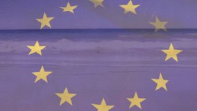 Foot stepping onto wet shore causing friends running toward waves translucent star overlay travel. Beach, summer, recreation, leisure, vitality, outdoor, sunshine - Powered by Shutterstock - Get 15% off with code: PIKWIZARD15