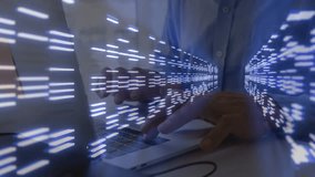 Mature man typing on laptop launching digital code stream while analyzing data in technology office. Futuristic, technology, innovation, cybersecurity, analytics, digital, concentration - Powered by Shutterstock - Get 15% off with code: PIKWIZARD15