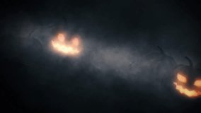 Glowing Halloween Pumpkins, Dark Foggy Night. Halloween Holiday topic Video Background 3D Animation 4K - Powered by Shutterstock - Get 15% off with code: PIKWIZARD15