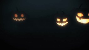 Glowing Halloween Pumpkins, Dark Foggy Night. Halloween Holiday topic Video Background 3D Animation 4K - Powered by Shutterstock - Get 15% off with code: PIKWIZARD15