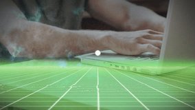 Developer typing laptop keyboard starting visualization showing holographic sphere nodes clustering. Futuristic, innovation, technology, digital, networking, workspace, creative - Powered by Shutterstock - Get 15% off with code: PIKWIZARD15