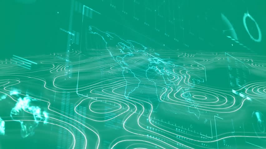 On startup 3D world map rotating, continents pulsing and data streams tracing network connections. Technology, innovation, data visualization, digital interface, futuristic, analytics, network - Powered by Shutterstock - Get 15% off with code: PIKWIZARD15